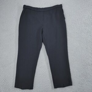Theory Pants Womens 10 Black Pinstripe Treeca Pull On Fairfield Knit Dress Pants